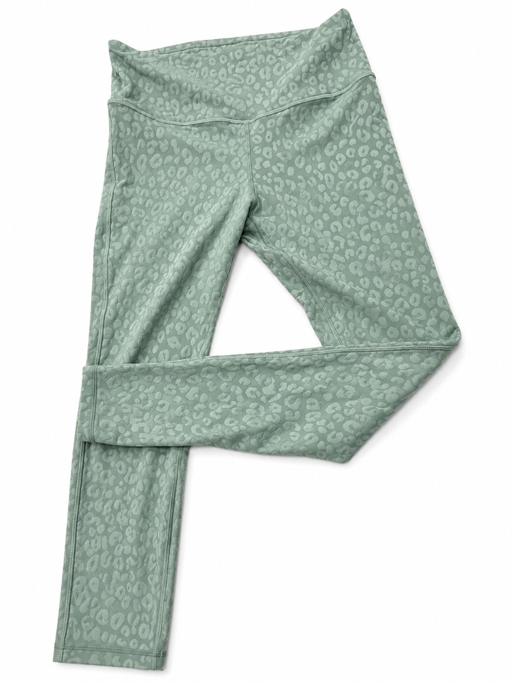 Mono B Sage Green Textured Leopard-Print Leggings
